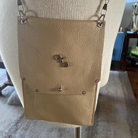 Leather Crossbody Bag with Chain Strap - Picture 1 of 6